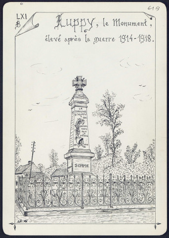 Huppy : le monument élevé après la guerre 1914-1918 - (Reproduction interdite sans autorisation - © Claude Piette)