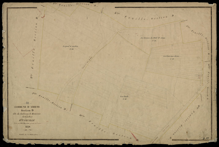 Plan du cadastre napoléonien - Amiens : Faubourg de Beauvais (Le), D17