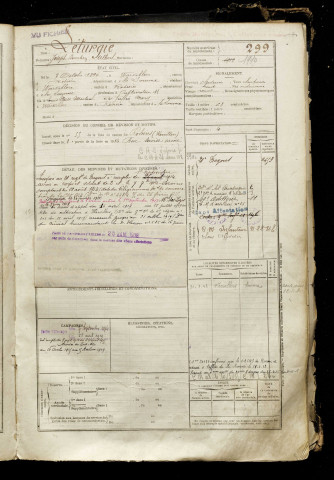 Léturgie, Joseph Donatien Albert, né le 07 octobre 1894 à Warvillers (Somme), classe 1914, matricule n° 299, Bureau de recrutement de Péronne