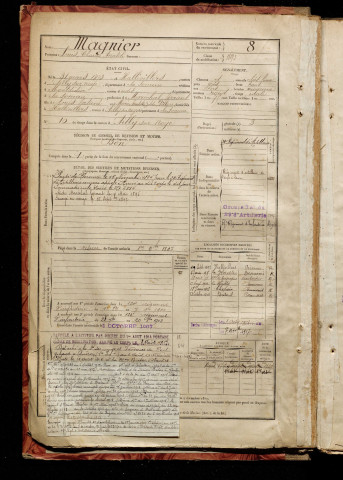 Magnier, Louis Charles Anatole, né le 31 mars 1873 à Hallivillers (Somme), classe 1893, matricule n° 8, Bureau de recrutement de Péronne