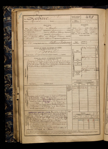 Labare, Aymard, né le 01 mai 1869 à Revelles (Somme), classe 1889, matricule n° 438, Bureau de recrutement d'Amiens