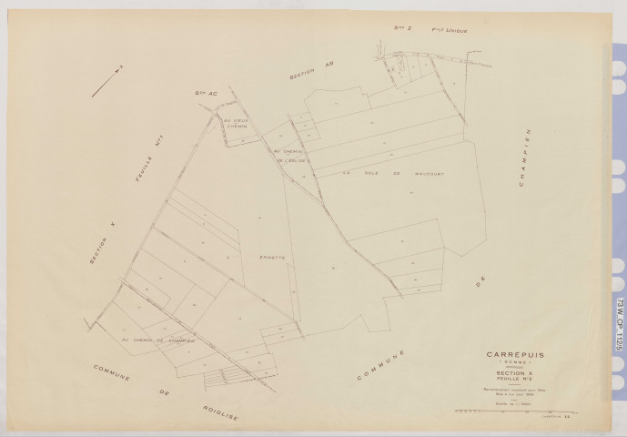 Plan du cadastre rénové - Carrepuy : section X2