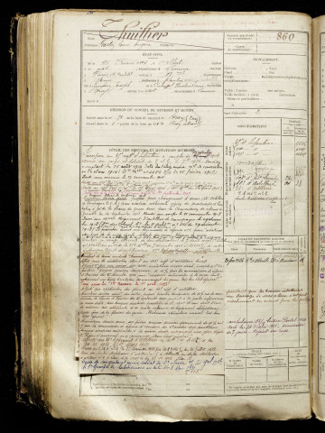 Thuillier, Gaston Louis Eugène, né le 26 février 1894 à Albert (Somme), classe 1914, matricule n° 860, Bureau de recrutement de Péronne