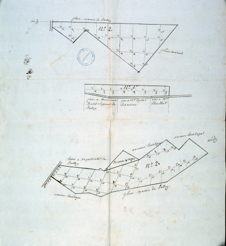 Plan figuratif de tourbage des marais et pâtures de trois parties de la commune de Belloy-sur-Somme