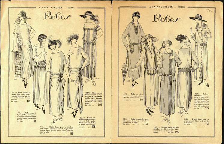 Catalogue de mode féminine. Société Parisienne de Nouveautés. Grands Magasins A SAINT-JACQUES, 4 et 6 rue des Vergeaux Amiens, été 1923