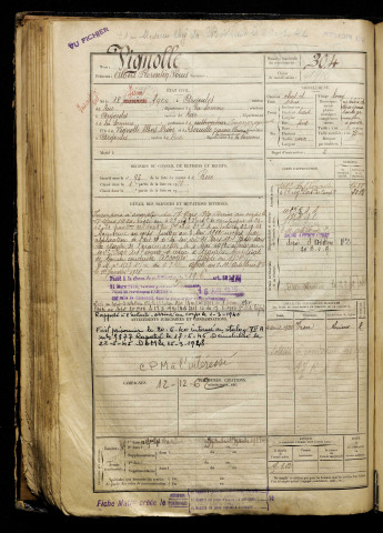 Vignolle, Albert Florentin Louis, né le 18 juin 1900 à Argoules (Somme), classe 1920, matricule n° 304, Bureau de recrutement d'Abbeville