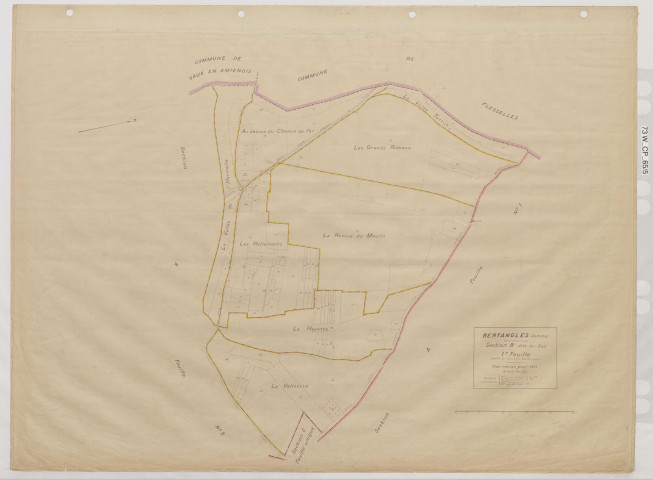 Plan du cadastre rénové - Bertangles : section B1