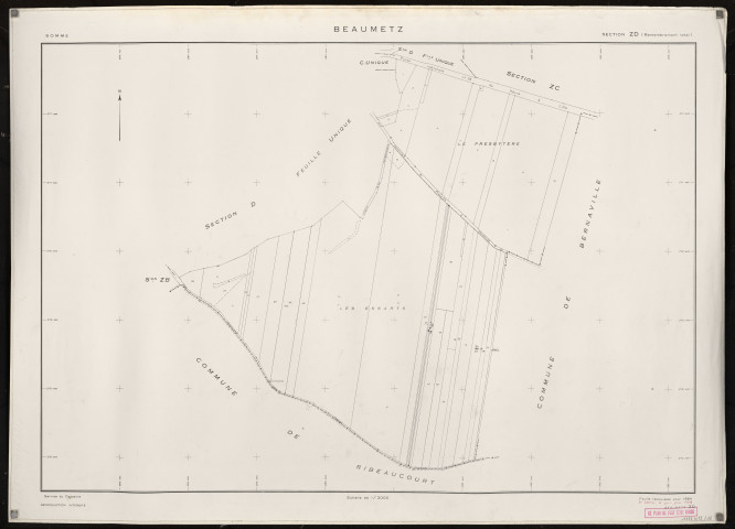 Plan du cadastre rénové - Beaumetz : section ZD