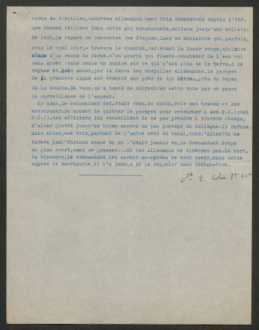 Témoignage de Colin, Elicio (Commandant) et correspondance avec Jacques Péricard