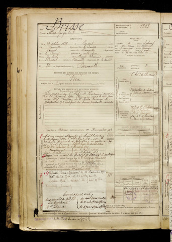 Brisse, Albert Georges Emile, né le 28 octobre 1879 à Candas (Somme), classe 1899, matricule n° 1222, Bureau de recrutement d'Abbeville