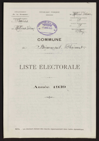 Liste électorale : Briquemesnil-Floxicourt