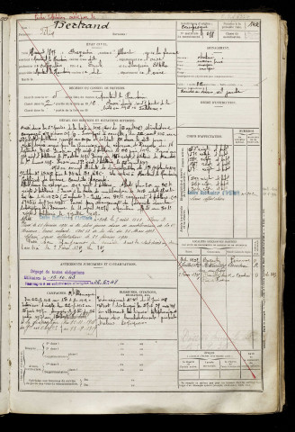 Bertrand, Félix, né le 18 août 1897 à Bazentin (Somme), classe 1917, matricule n° 688, Bureau de recrutement de Péronne