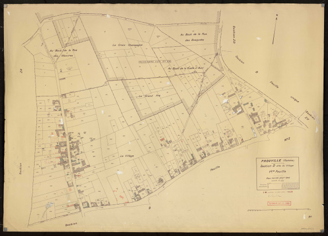 Plan du cadastre rénové - Prouville : section D1