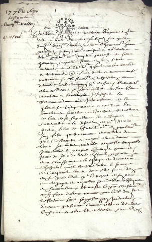 Etude de Me Pierre Trencart à Amiens (étude n°9). Minutes de l'année 1680