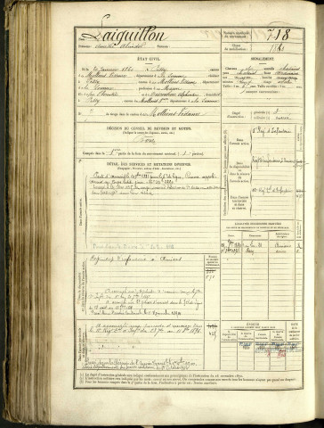 Laiguillon, Amédée Alcindor, né le 20 janvier 1860 à Pissy (Somme, France), classe 1880, matricule n° 718, Bureau de recrutement d'Amiens