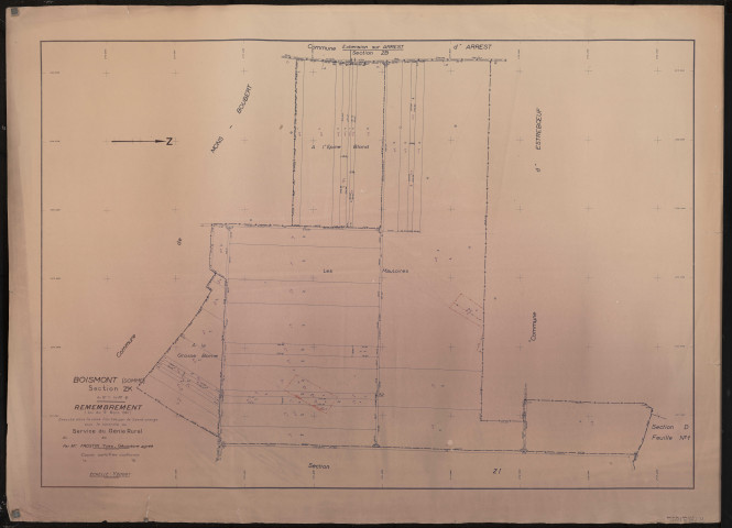 Plan du cadastre rénové - Boismont : section ZK