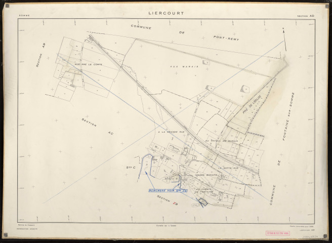 Plan du cadastre rénové - Liercourt : section AD
