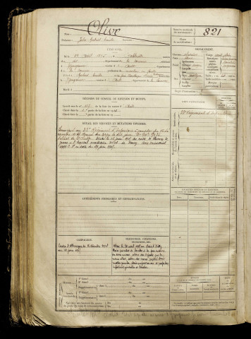 Olive, Jules Gabriel Emile, né le 23 avril 1895 à Abbeville (Somme), classe 1915, matricule n° 821, Bureau de recrutement d'Abbeville