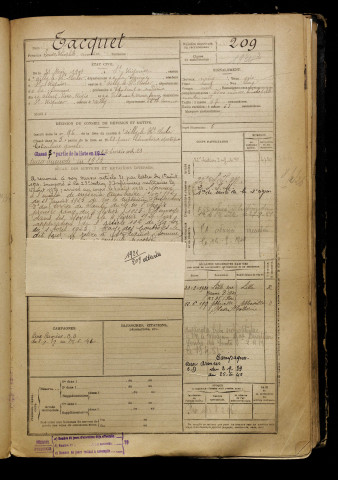 Tacquet, Louis Théophile Maurice, né le 31 mai 1901 à Saint-Riquier (Somme), classe 1921, matricule n° 209, Bureau de recrutement d'Abbeville