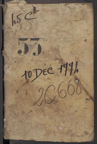 Centième denier du bureau d’Amiens pour la période du 10 décembre 1774 au 26 septembre 1775