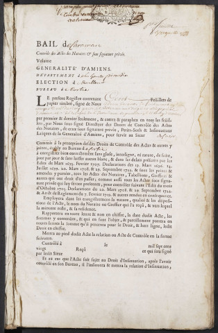 Contrôle des actes du bureau de Corbie pour la période du 3 février 1728 au 21 février 1729