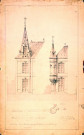 Château d'Haplincourt, projet de tourelle en encorbellement : dessin de l'architecte Paul Delefortrie