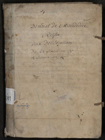 Délibérations du Directoire du district de Montdidier : 11 mai 1795-6 décembre 1795