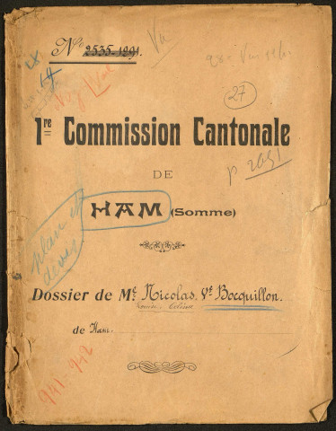 Ham. Demande d'indemnisation des dommages de guerre : dossier Nicolas-Bocquillon