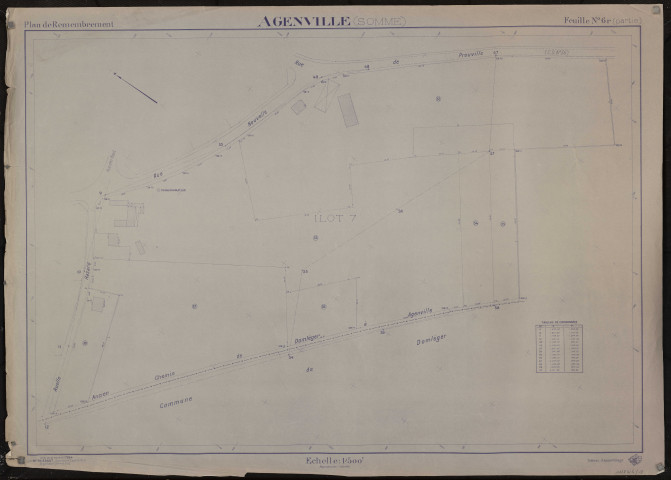 Plan du cadastre rénové - Agenville : feuille 6 (partie)