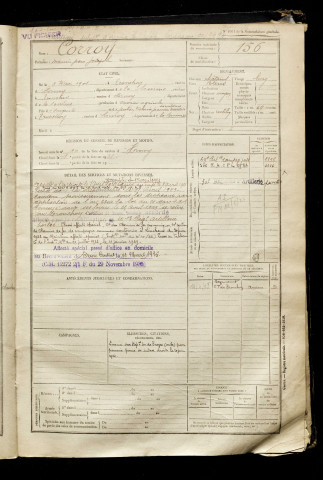 Corroy, Marius Jean Joseph, né le 08 février 1901 à Hornoy-le-Bourg (Somme), classe 1921, matricule n° 156, Bureau de recrutement d'Amiens