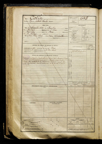 Colin, Henri Albert Charles, né le 04 novembre 1898 à Fouilloy (Somme), classe 1918, matricule n° 648, Bureau de recrutement d'Amiens