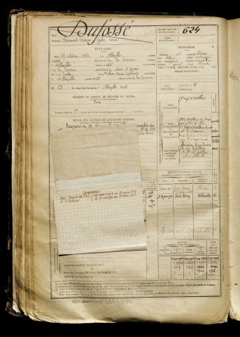 Dufossé, Fernand Frédéric Jules, né le 17 octobre 1883 à Abbeville (Somme), classe 1903, matricule n° 624, Bureau de recrutement d'Abbeville