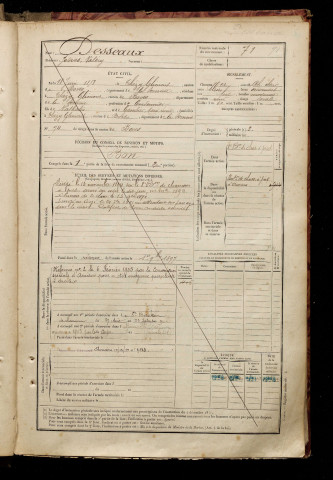 Desseaux, Josias Valéry, né le 18 juin 1873 à Thézy-Glimont (Somme), classe 1893, matricule n° 71, Bureau de recrutement d'Amiens