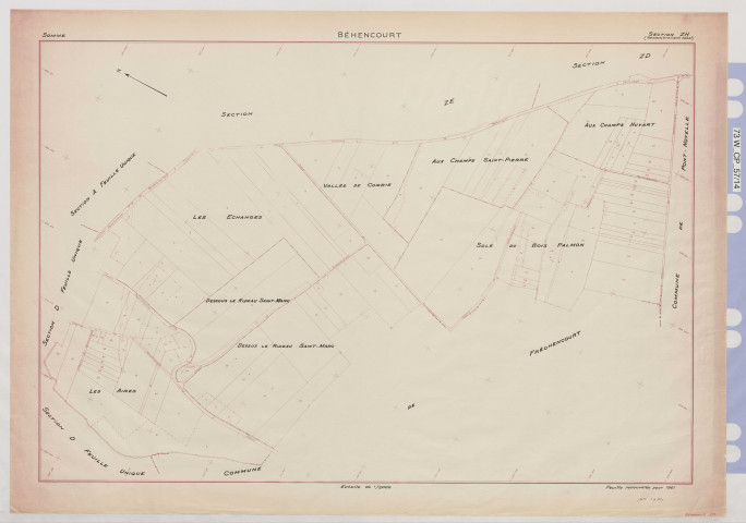 Plan du cadastre rénové - Béhencourt : section ZH