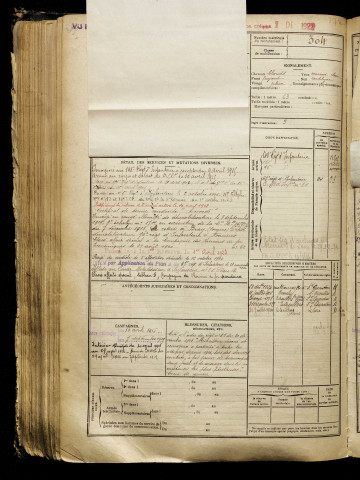 Habart, René André, né le 29 novembre 1896 à Bray-sur-Somme (Somme), classe 1916, matricule n° 304, Bureau de recrutement de Péronne