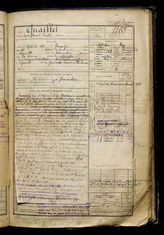 Quaillet, André Marcel Ernest, né le 06 septembre 1898 à Gamaches (Somme), classe 1918, matricule n° 1265, Bureau de recrutement d'Abbeville