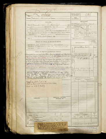 Rubin, Georges Fernand, né le 18 décembre 1901 à Rosières-en-Santerre (Somme), classe 1921, matricule n° 282, Bureau de recrutement de Péronne
