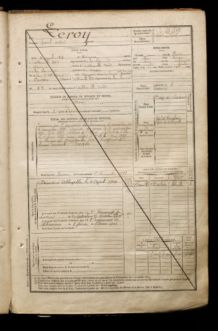 Leroy, Paul Alfred, né le 02 avril 1874 à Caours (Somme), classe 1894, matricule n° 559, Bureau de recrutement d'Abbeville