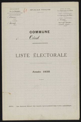 Liste électorale : Hornoy-le-Bourg (Orival)