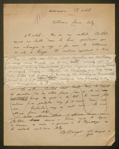 Témoignage de Bilteryst, Victor et correspondance avec Jacques Péricard