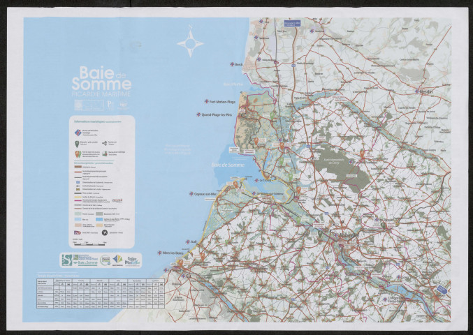 Carte de la Baie de Somme Picardie maritime (recto) et Plan touristique de Fort-Mahon-Plage (verso)