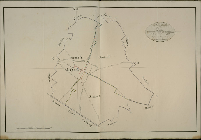 Plan du cadastre napoléonien - Parvillers-le-Quesnoy (Quesnoy (Le)) : tableau d'assemblage