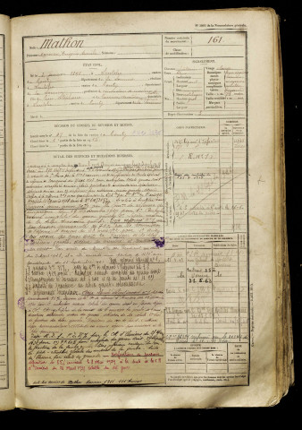 Mathon, Marceau Eugène Emile, né le 03 janvier 1896 à Sentelie (Somme), classe 1916, matricule n° 161, Bureau de recrutement d'Amiens