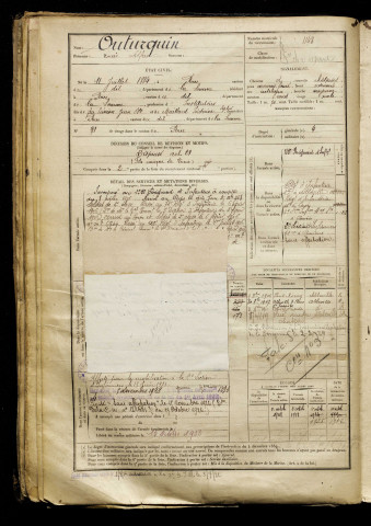 Outurquin, Louis Alfred, né le 11 juillet 1884 à Rue (Somme), classe 1904, matricule n° 1148, Bureau de recrutement d'Abbeville