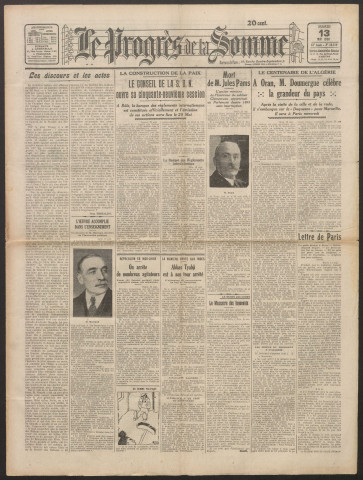 Le Progrès de la Somme, numéro 18519, 13 mai 1930