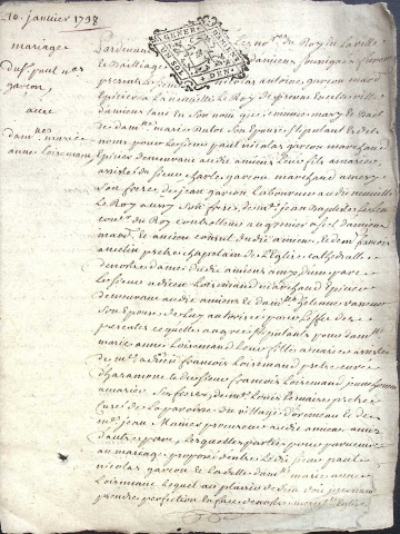 Etude de Me Firmin Magnier à Amiens (étude n°4). Minutes de l'année 1738