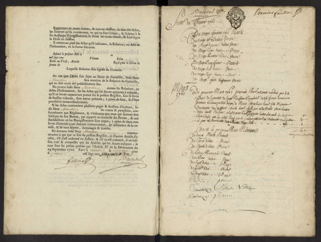 Insinuations du bureau d'Andainville pour la période du 20 février 1761 au 12 juin 1766