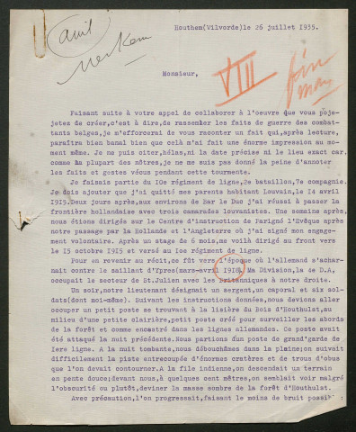 Témoignage de François, Vincent et correspondance avec Jacques Péricard