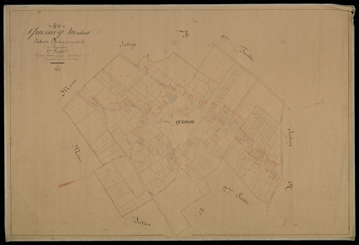 Plan du cadastre napoléonien - Quesnoy-le-Montant : Quesnoy (Le) ; Bois de Ranconnière (Le), B1 développement de B2
