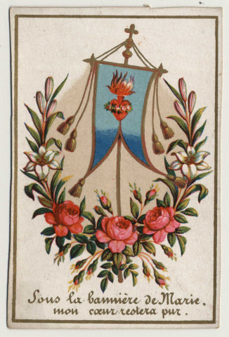 Sous la bannière de Marie mon coeur restera pur. Bannière du Coeur immaculé de Marie